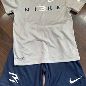 Nike Gray and Navy Dri-FIT Short Set